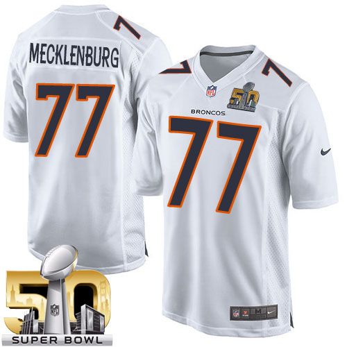 Nike Broncos #77 Karl Mecklenburg White Super Bowl 50 Men's Stitched NFL Game Event Jersey - Click Image to Close